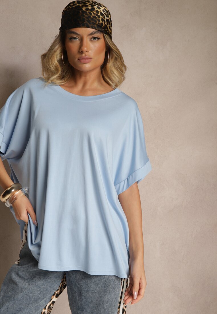 j studio Tricou Albastru cu Viscoză cu Croială Tip Liliac Tanalitha