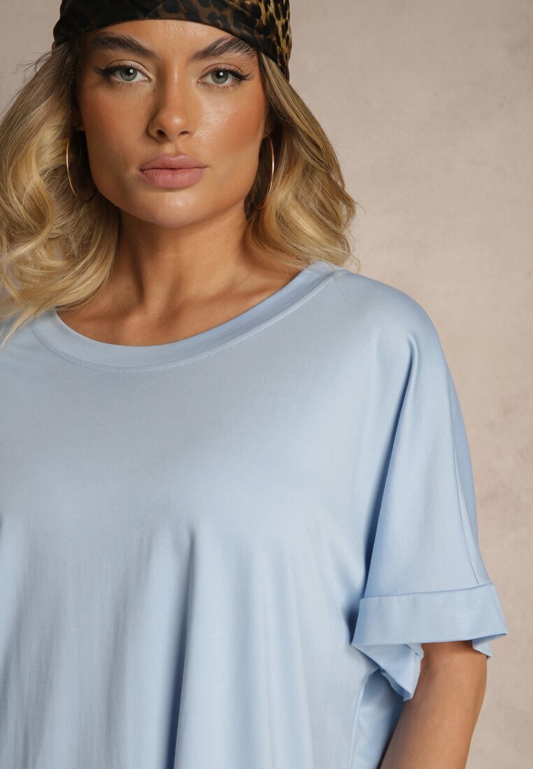 j studio Tricou Albastru cu Viscoză cu Croială Tip Liliac Tanalitha