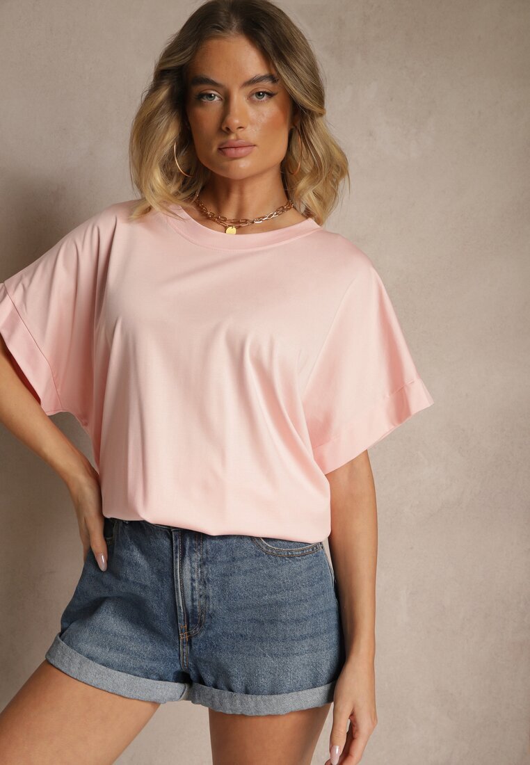 j studio Tricou Roz deschis din vâscoză cu croială tip liliac Tanalitha