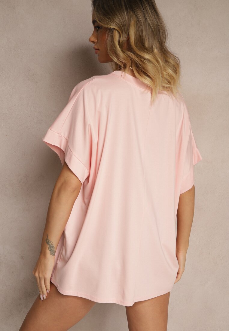 j studio Tricou Roz deschis din vâscoză cu croială tip liliac Tanalitha