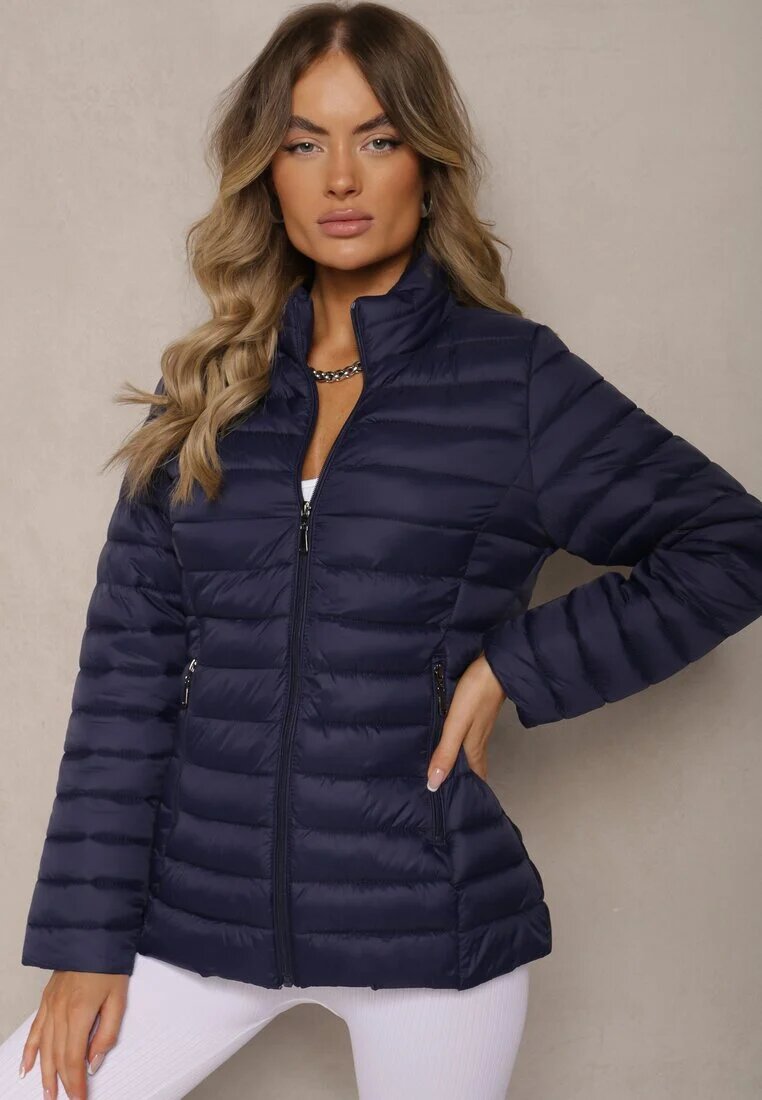 j.style Geacă bleumarin decorată cu matlasare și buzunare cu fermoar Mivuria