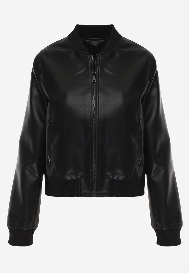 j.style Geacă De Tranziție Neagră Tip Bomber Jacket Din Imitație De Piele Izaria