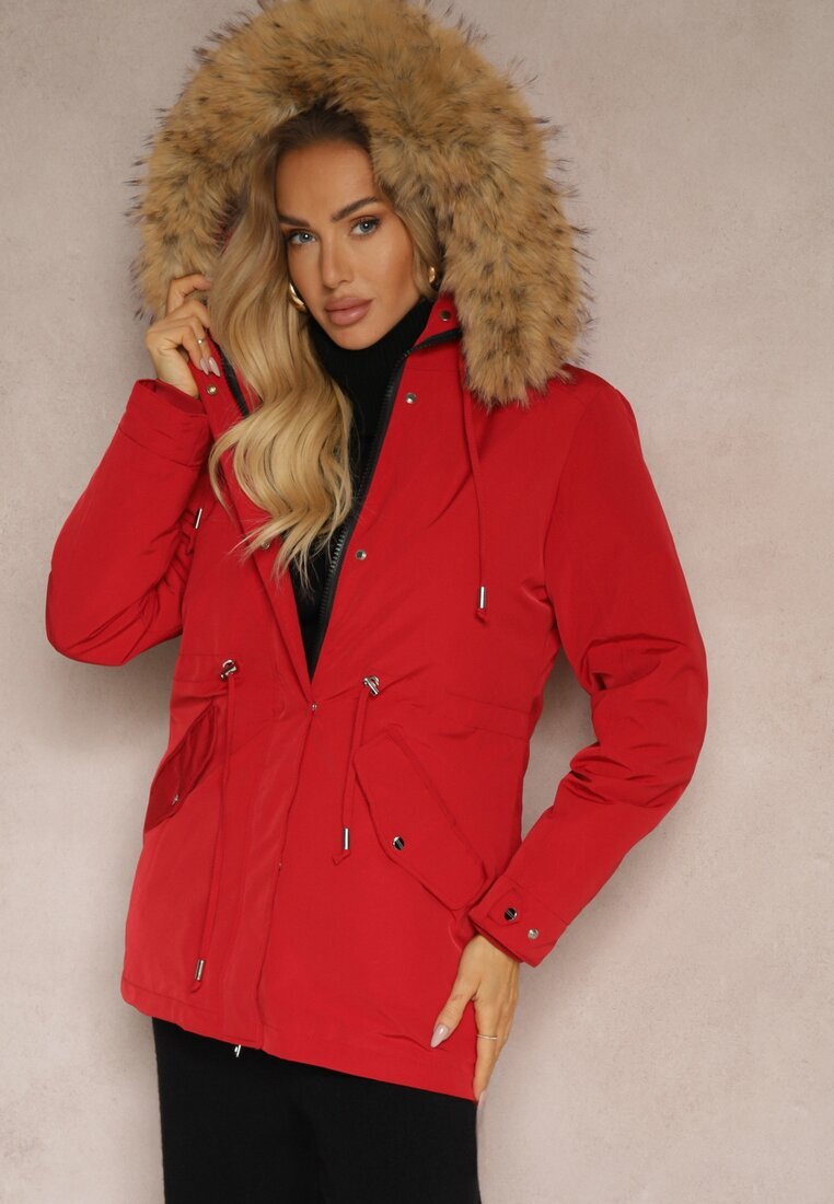 j.style Geacă Parka Bordo Foarte căptușită cu blană la glugă detașabilă Sialthira