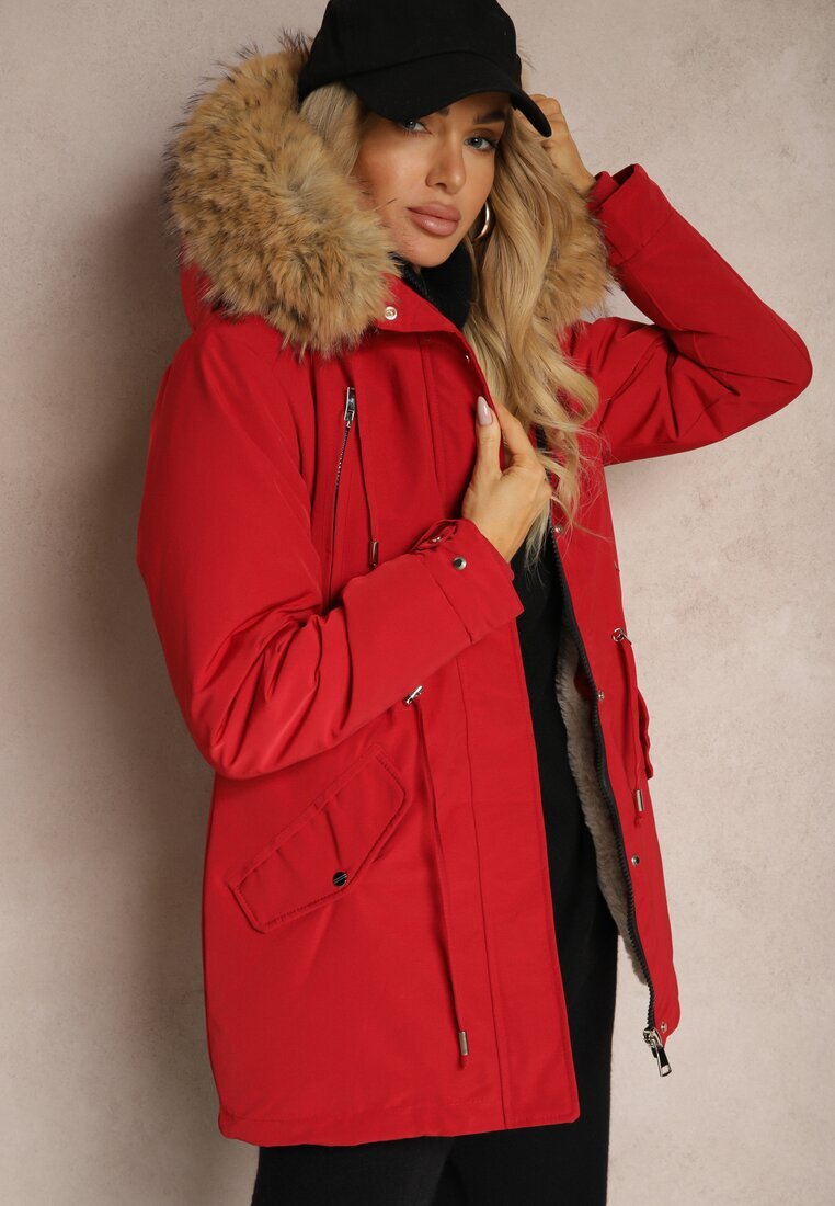 j.style Geacă Parka Bordo Foarte căptușită cu blană la glugă detașabilă Sialthira