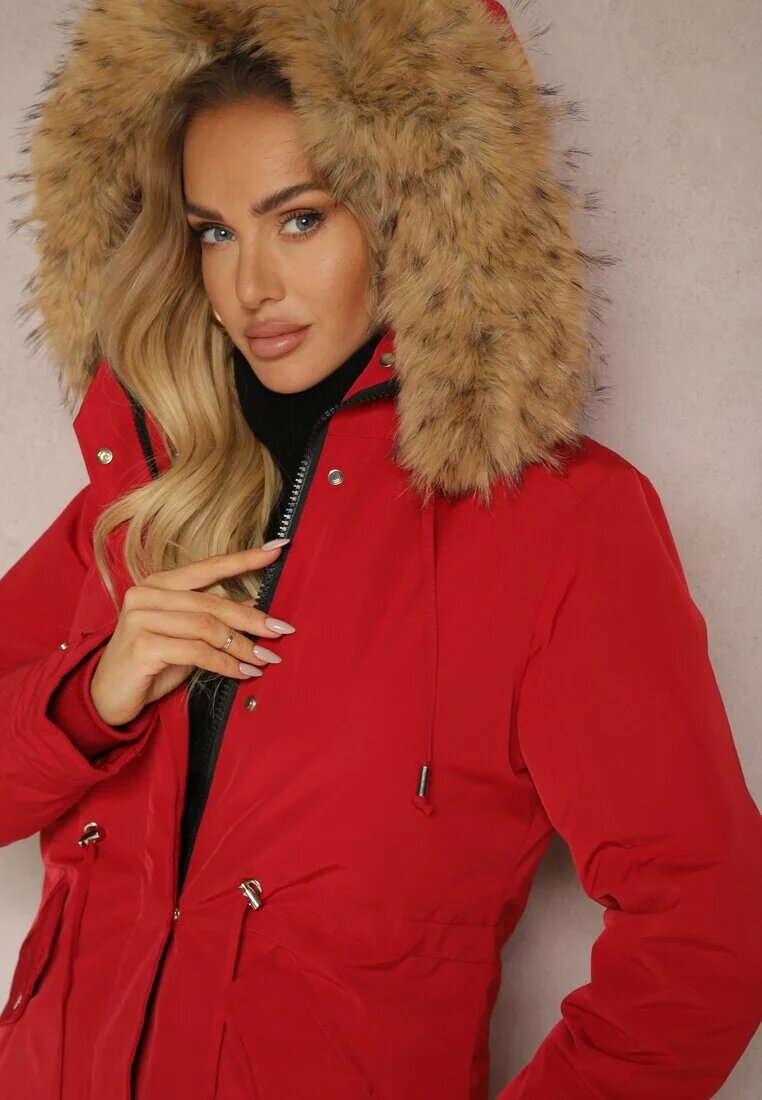 j.style Geacă Parka Bordo Foarte căptușită cu blană la glugă detașabilă Sialthira