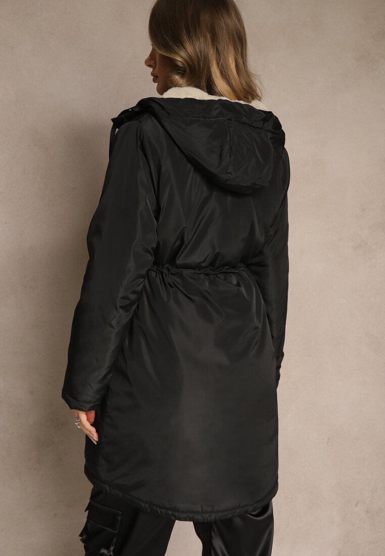j.style Geacă Parka Negru Stil casual Căptușită cu blană