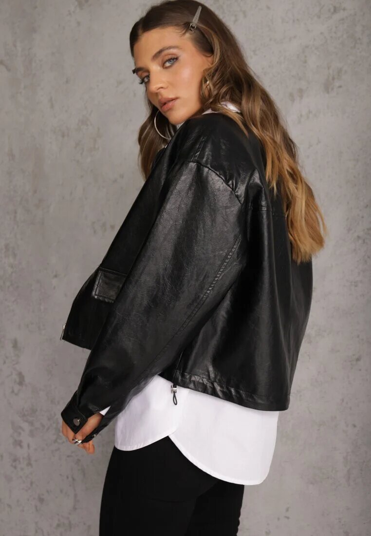 j.style Geacă Ramones Bomber Neagră cu buzunare cu clape Nealira