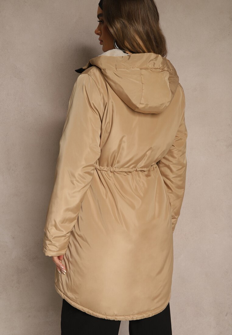 j.style Jachetă Parka Bej închis în stil Casual Căptușită cu blană Olleania