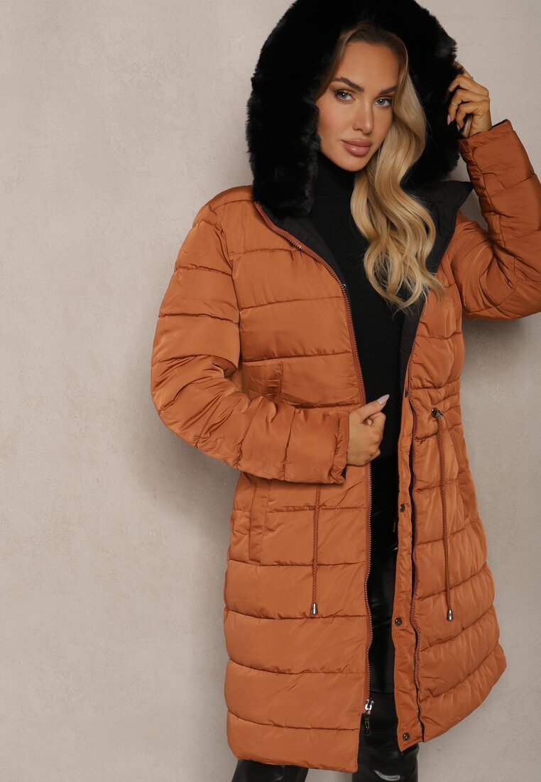j.style Palton Negru Lung Reversibil cu Glugă Astrae