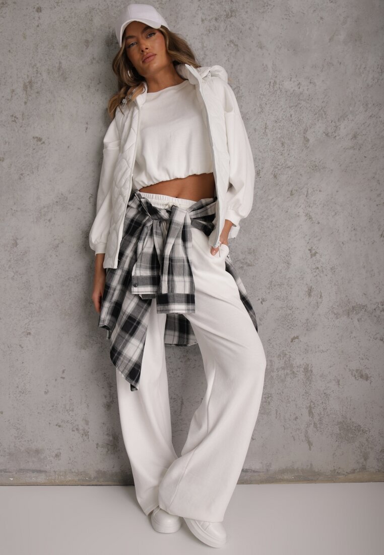 j.style Vestă Albă cu glugă detașabilă și model matlasat Tiozare
