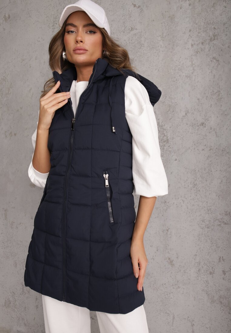 j.style Vestă Bleumarin Decorată cu matlasare și cu glugă detașabilă Atoria