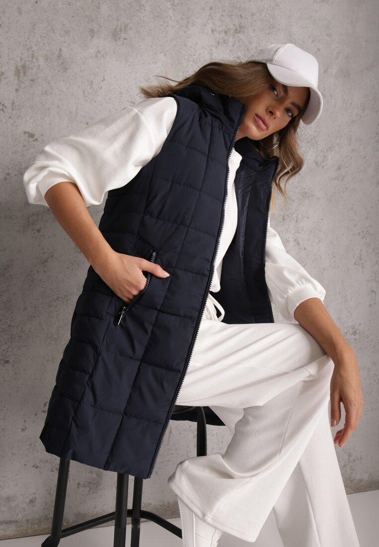 j.style Vestă Bleumarin Decorată cu matlasare și cu glugă detașabilă Atoria