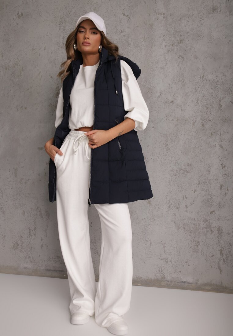 j.style Vestă Bleumarin Decorată cu matlasare și cu glugă detașabilă Atoria