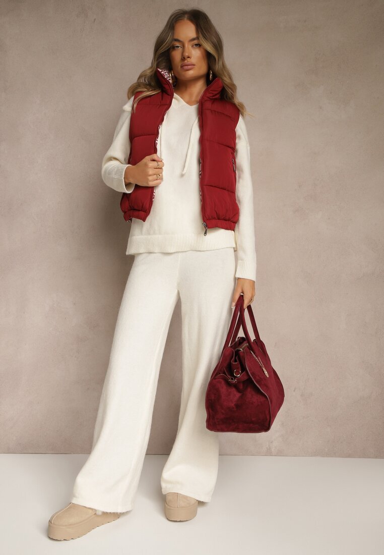 j.style Vestă Bordo Decorată cu Matlasare și Căptușeală Modelată în Meander Olerea