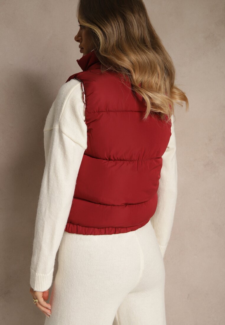 j.style Vestă Bordo Decorată cu Matlasare și Căptușeală Modelată în Meander Olerea