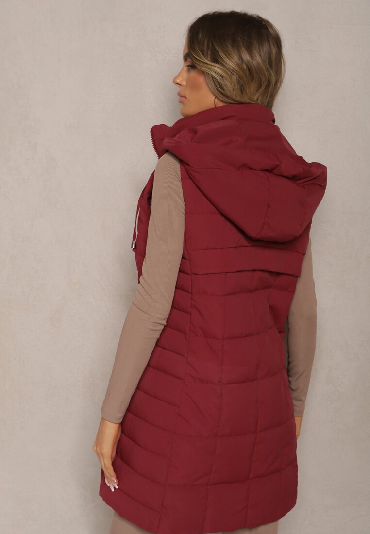 j.style Vestă Bordo decorată cu matlasare și cu glugă detașabilă Atoria
