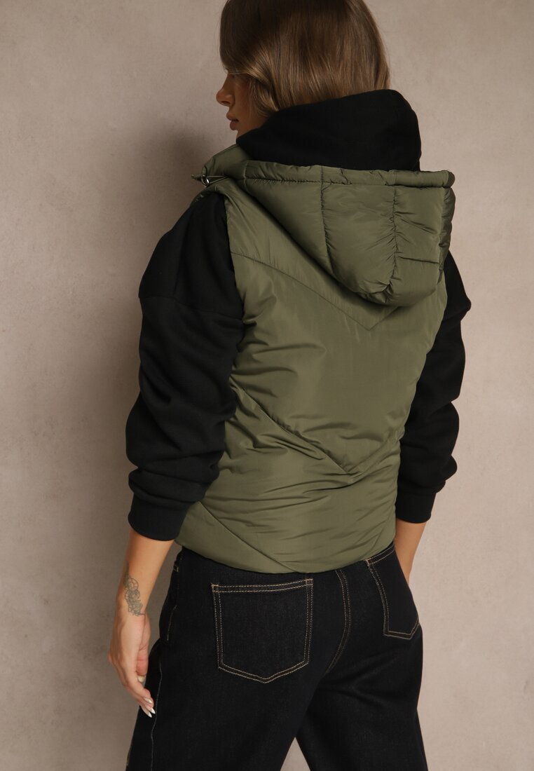 j.style Vestă Matlasată Verde închis Casual cu glugă Olanissa