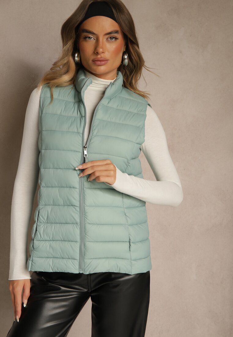 j.style Vestă verde deschis decorată cu matlasare Soellame