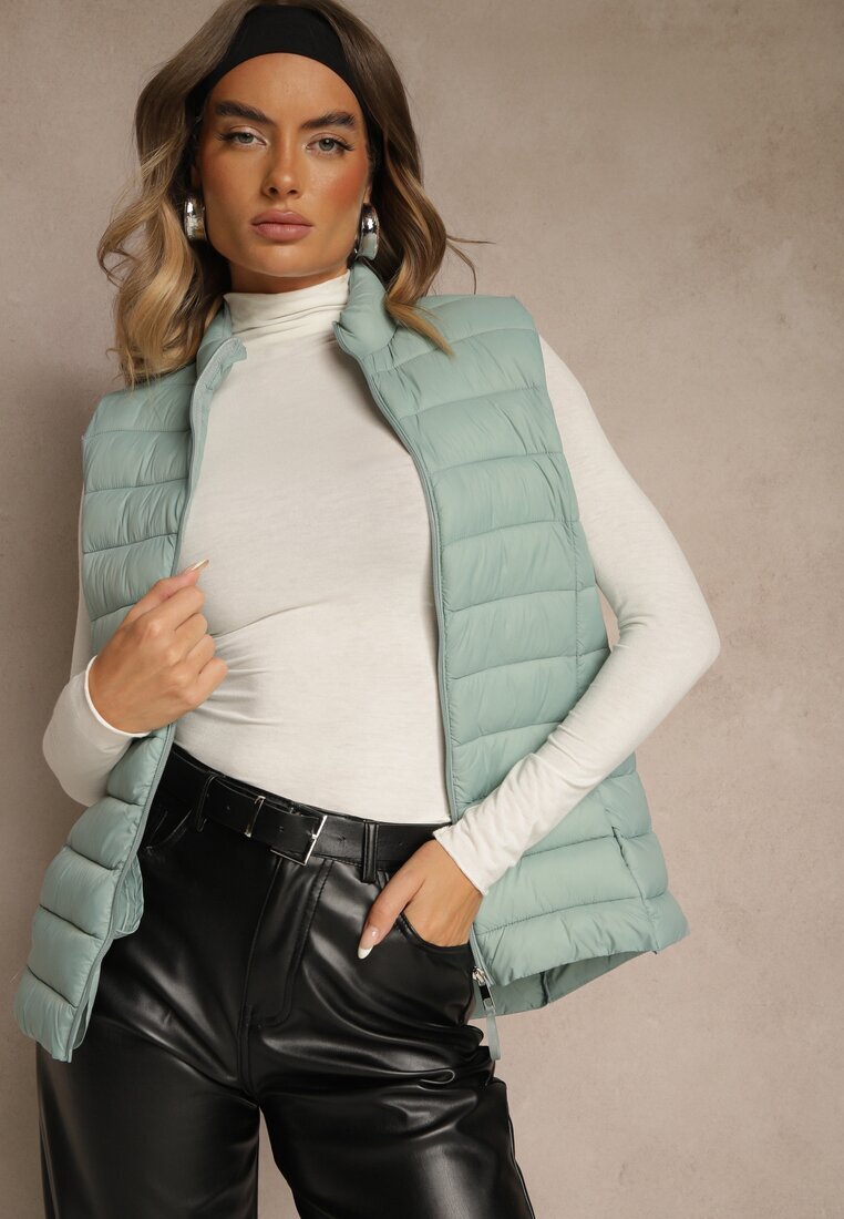 j.style Vestă verde deschis decorată cu matlasare Soellame
