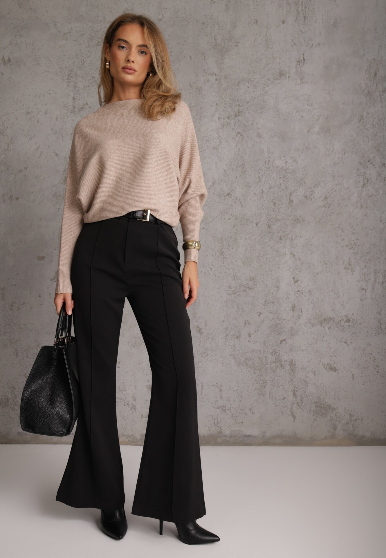j&x Basic pulover batwing cu vâscoză Rosanel Bej