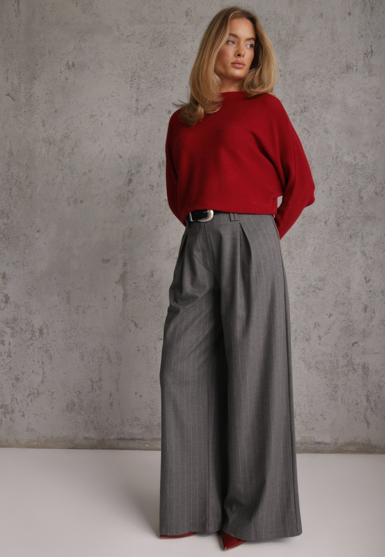 j&x Basic pulover batwing cu vâscoză Rosanel Bordo