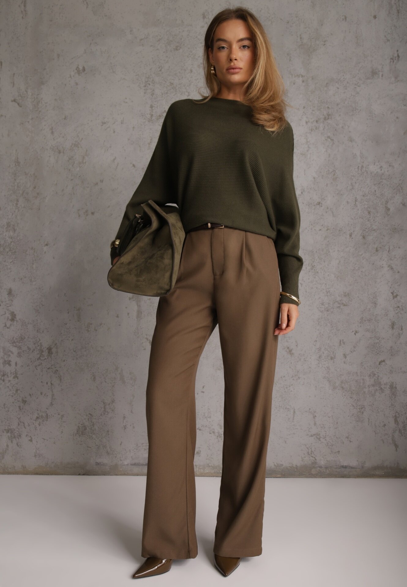 j&x Basic pulover batwing cu vâscoză Rosanel Verde închis