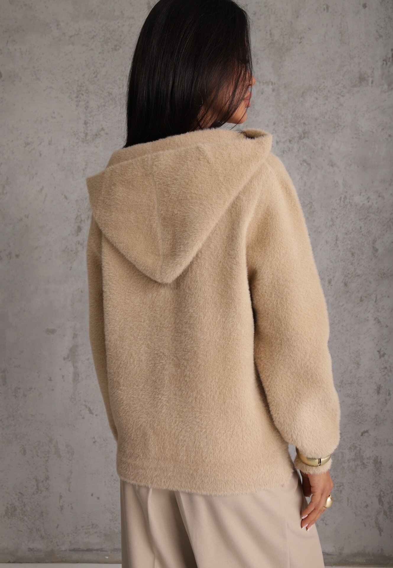 j&x Cardigan Bej Cu fermoar Din lână Cu glugă Aniole
