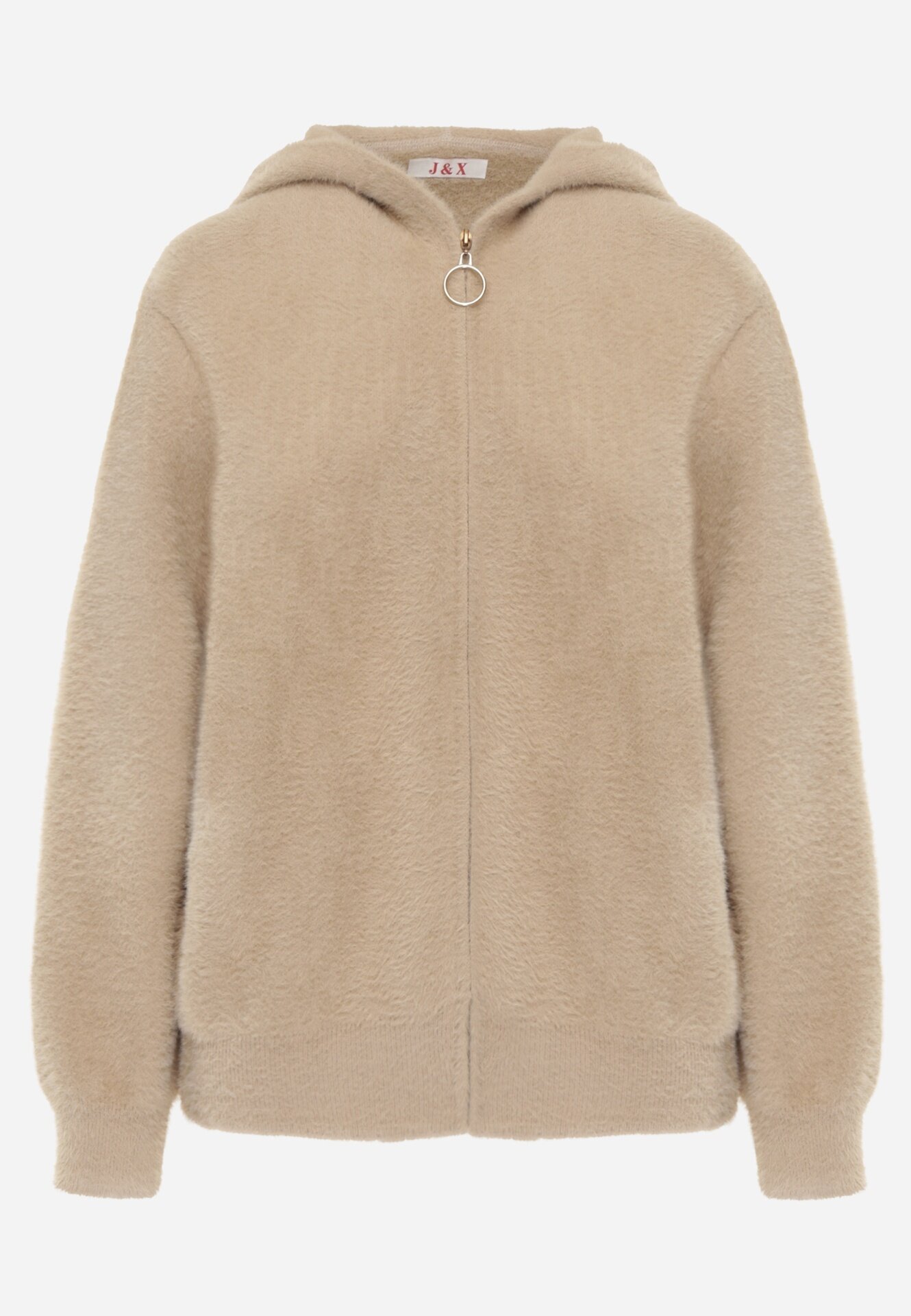 j&x Cardigan Bej Cu fermoar Din lână Cu glugă Aniole