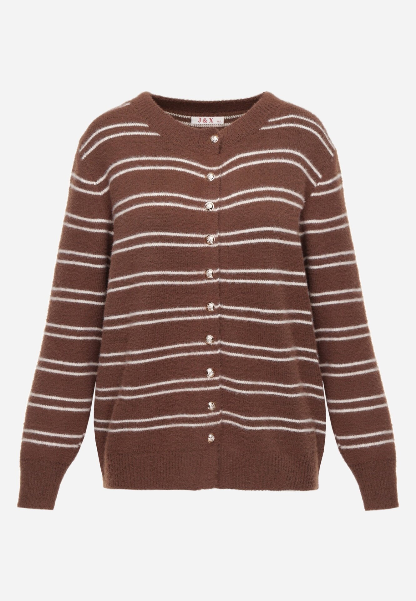 j&x Cardigan descheiat cu bumbac și lână decorat cu dungi Corelie Maro