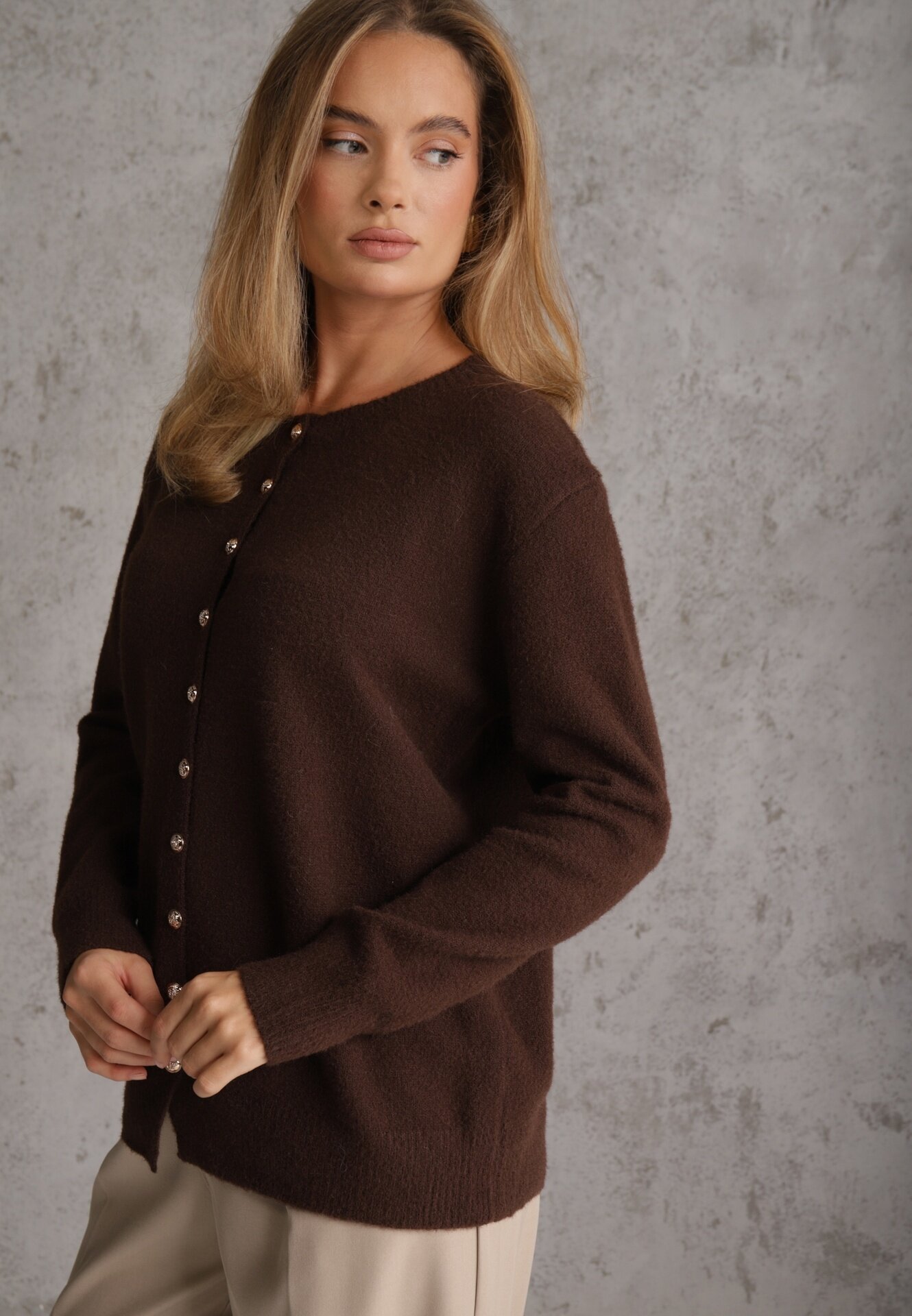 j&x Cardigan descheiat cu nasturi metalici Vizma Bej Maro