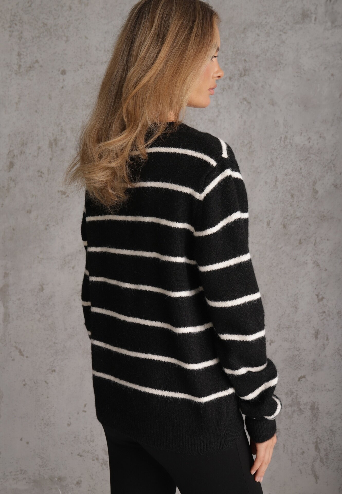 j&x Cardigan din bumbac și lână merinos cu nasturi decorat cu dungi Forgann Negru