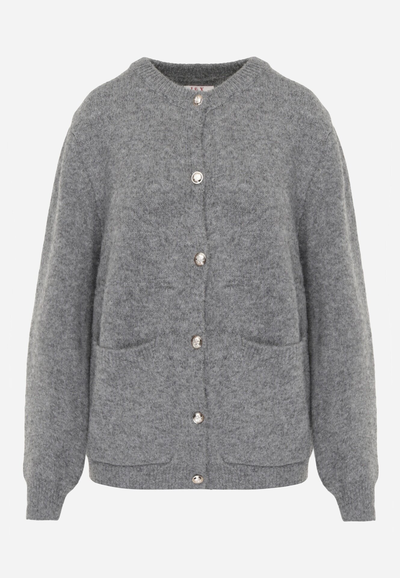 j&x Cardigan elegant din lână și bumbac cu nasturi și buzunare decorative Anubassa Gri