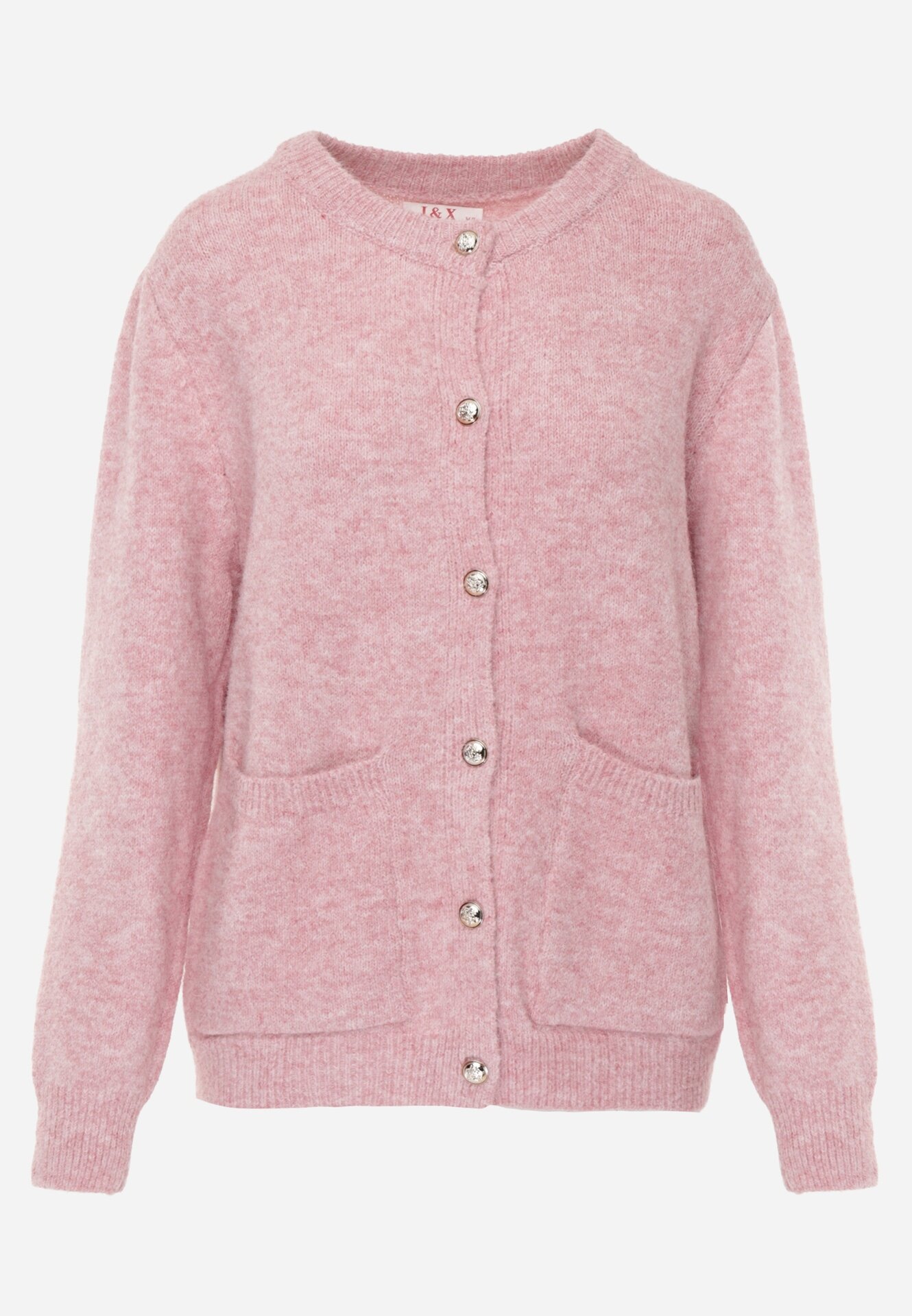 j&x Cardigan elegant din lână și bumbac cu nasturi și buzunare decorative Anubassa Roz