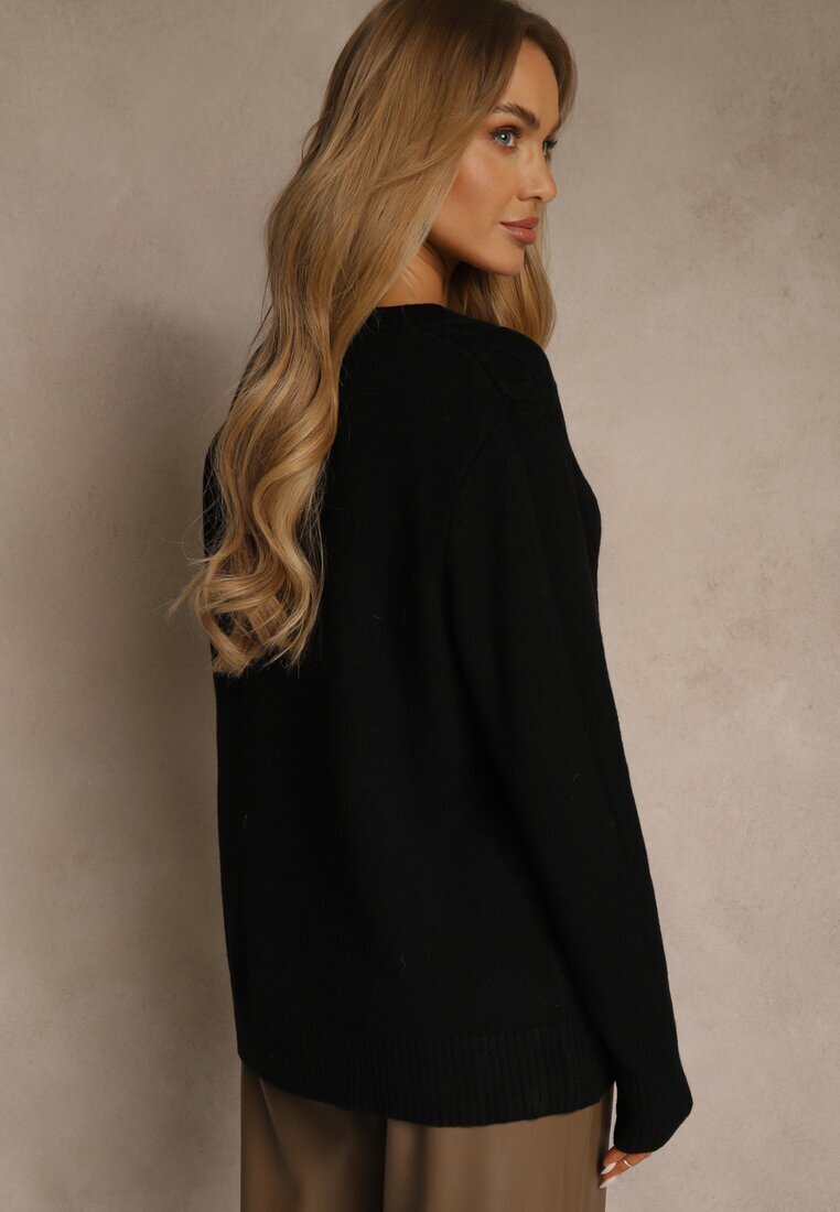 j&x Cardigan negru cu bumbac și cu model în relief Reisina