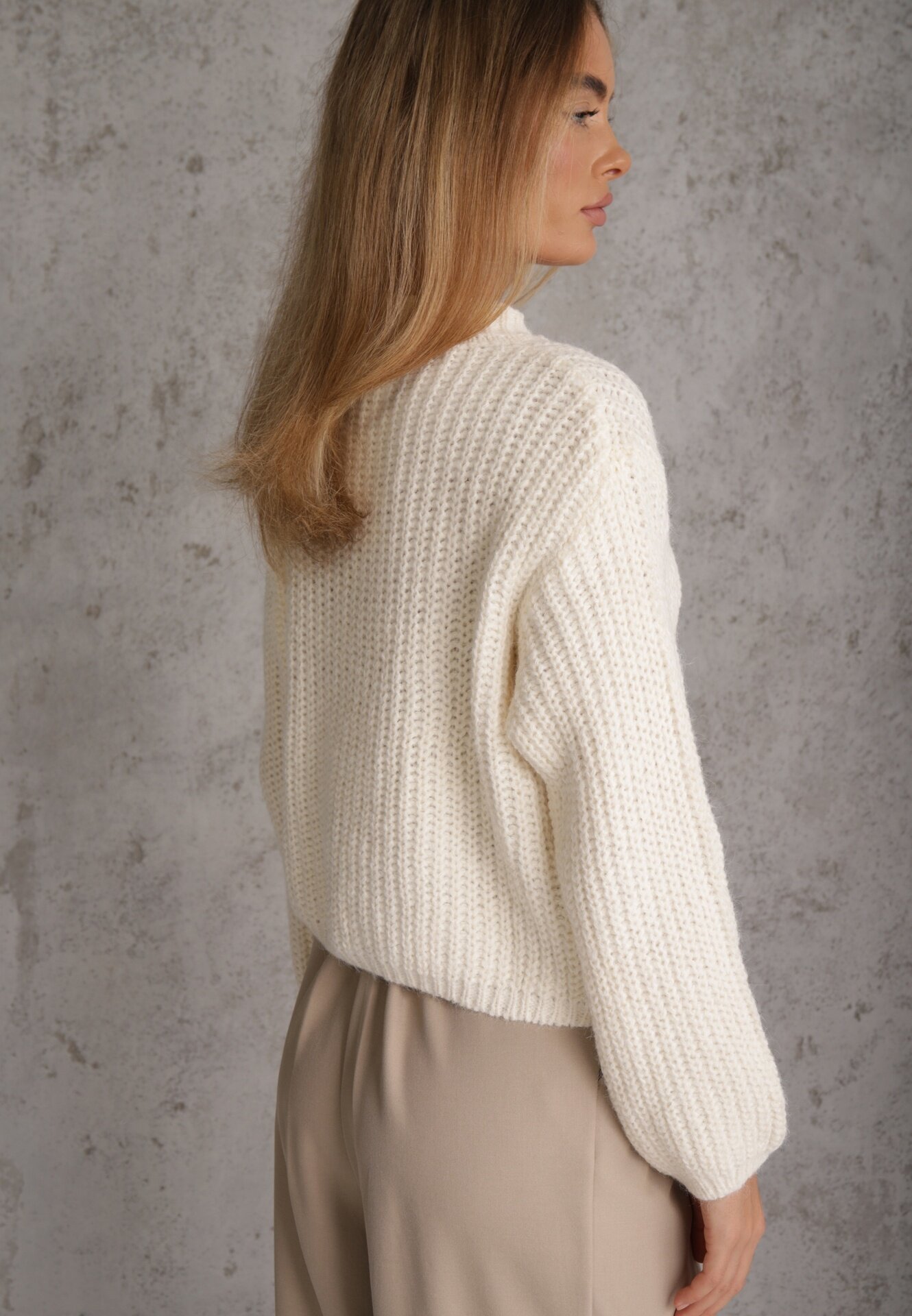 j&x Cardigan oversized cu lână și nasturi decorativi Anollis Bej deschis
