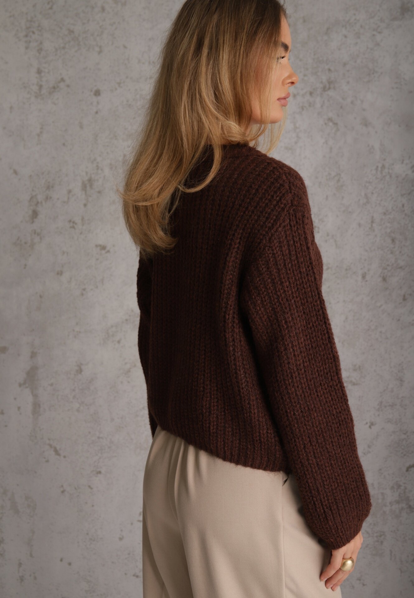 j&x Cardigan oversized cu lână și nasturi decorativi Anollis Maro