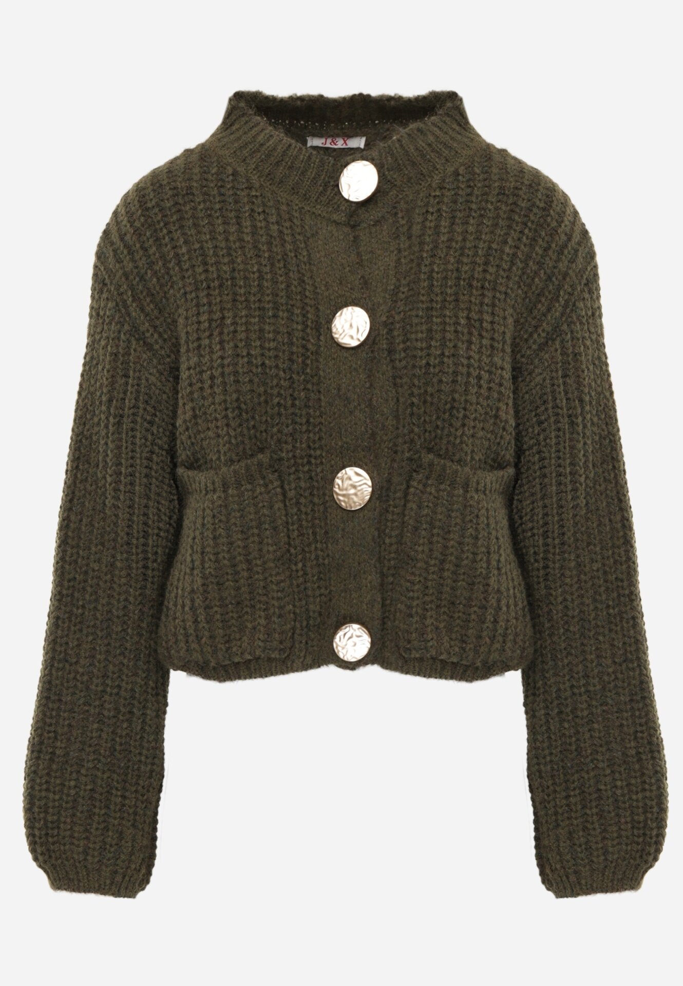 j&x Cardigan oversized cu lână și nasturi decorativi Anollis Verde