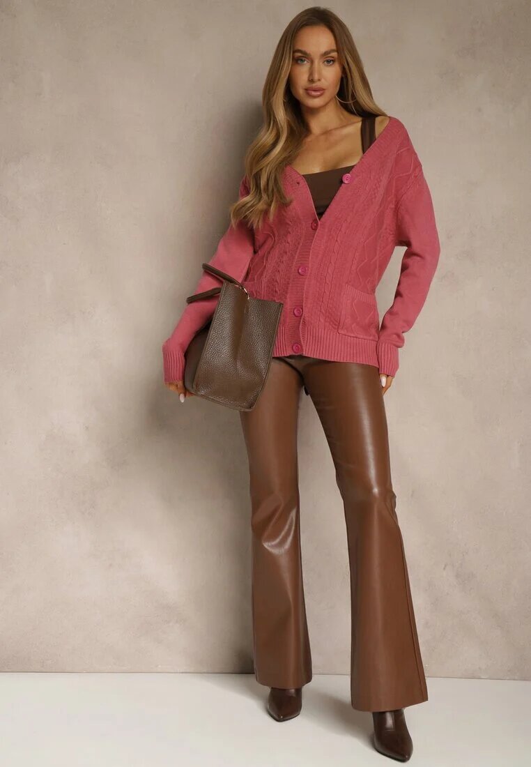 j&x Cardigan Roz închis din bumbac și cu model în relief Reisina