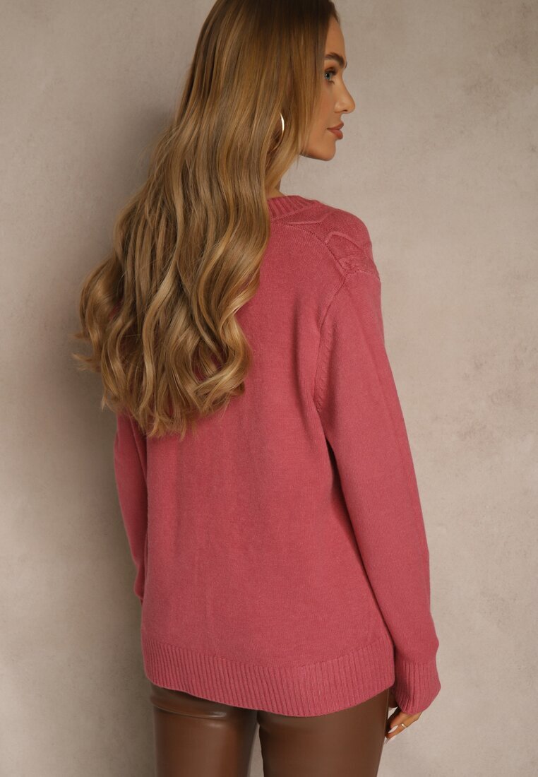 j&x Cardigan Roz închis din bumbac și cu model în relief Reisina