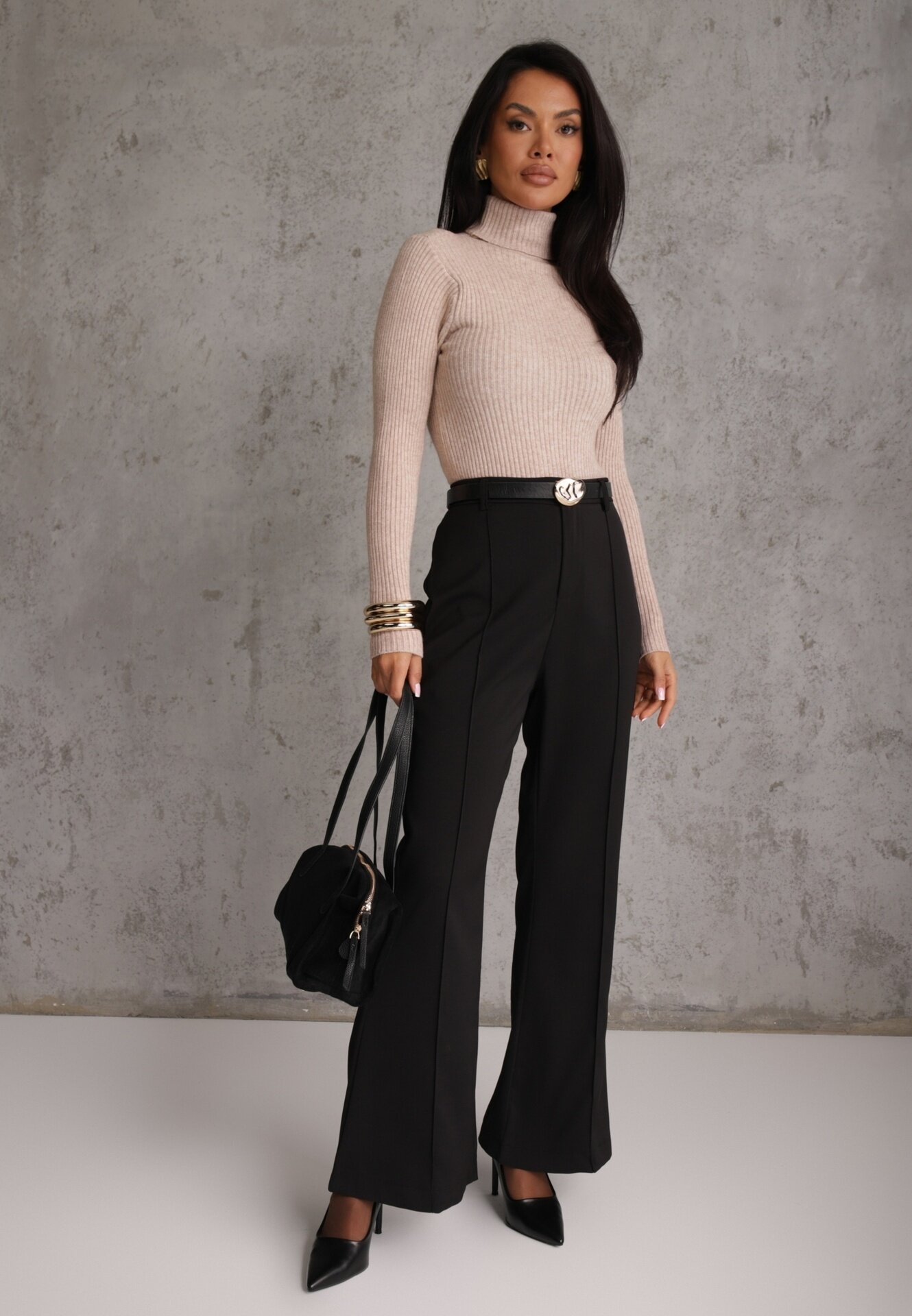j&x Cu guler înalt cu bumbac Slim fit din material elastic Kuarisa Bej