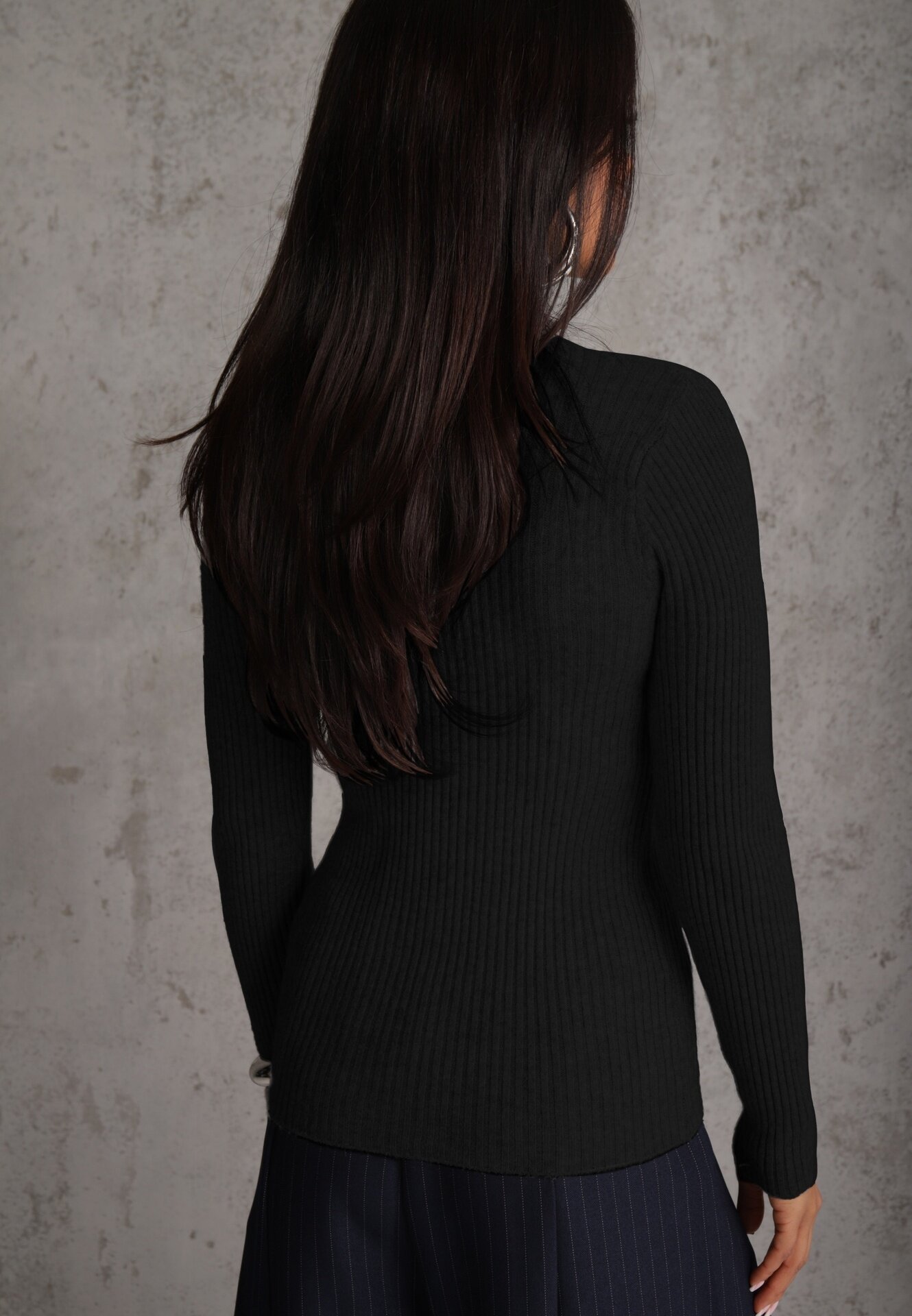 j&x Cu guler înalt cu bumbac Slim fit din material elastic Kuarisa Negru