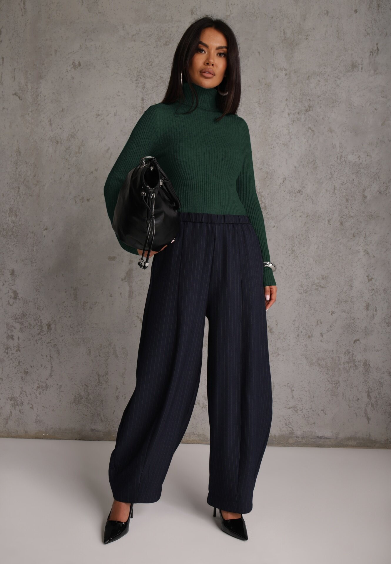 j&x Cu guler înalt cu bumbac Slim fit din material elastic Kuarisa Verde închis