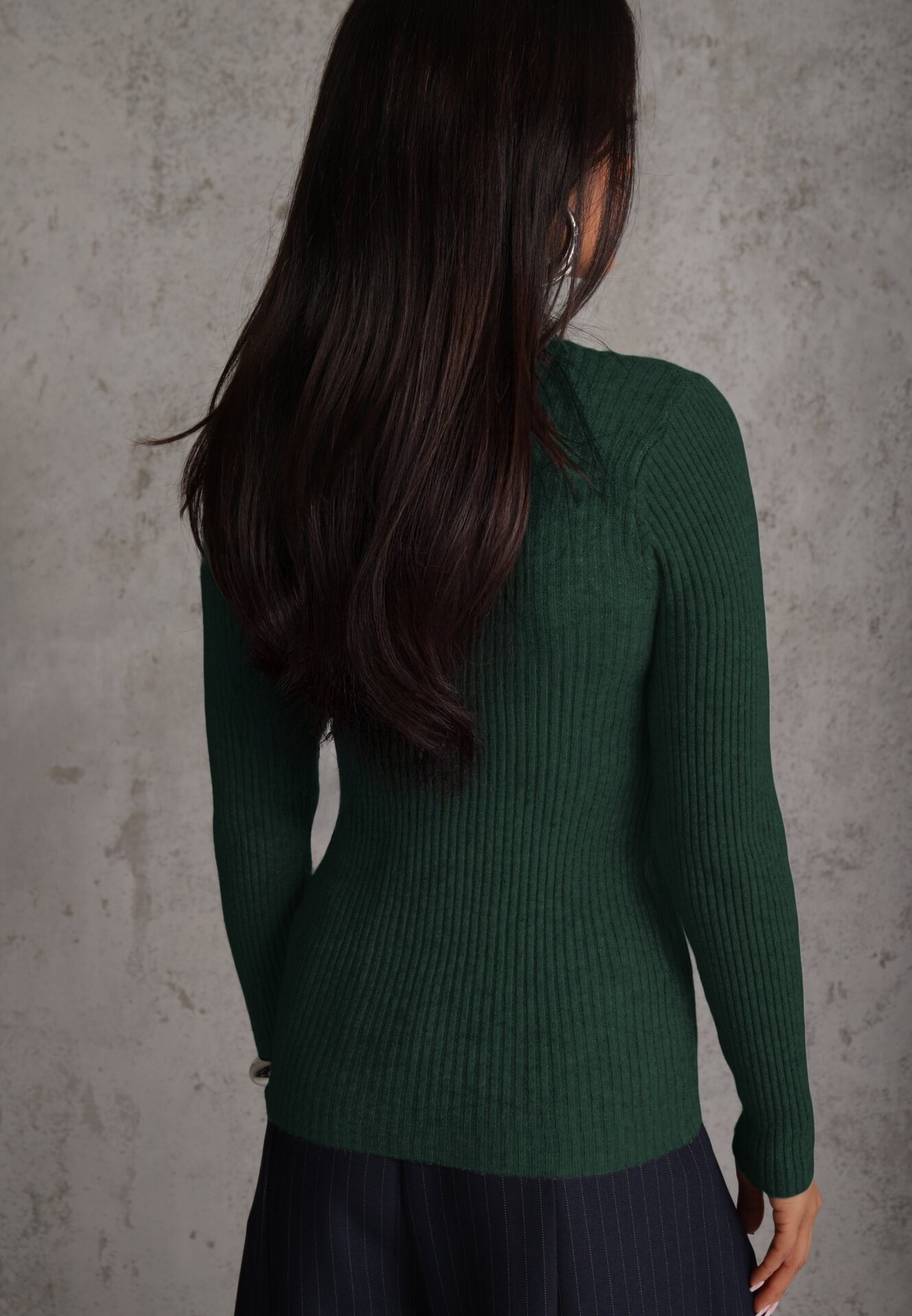 j&x Cu guler înalt cu bumbac Slim fit din material elastic Kuarisa Verde închis