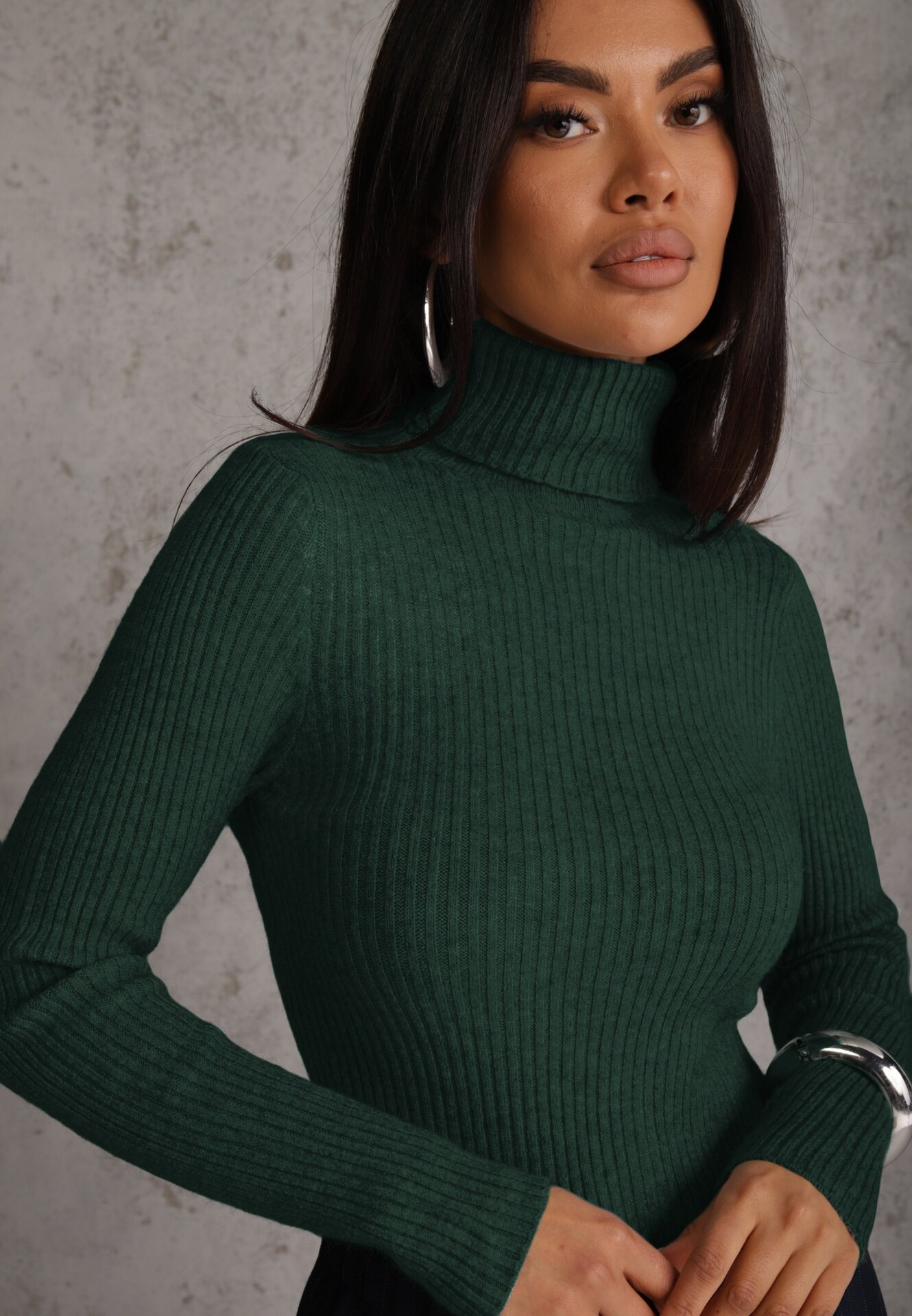 j&x Cu guler înalt cu bumbac Slim fit din material elastic Kuarisa Verde închis