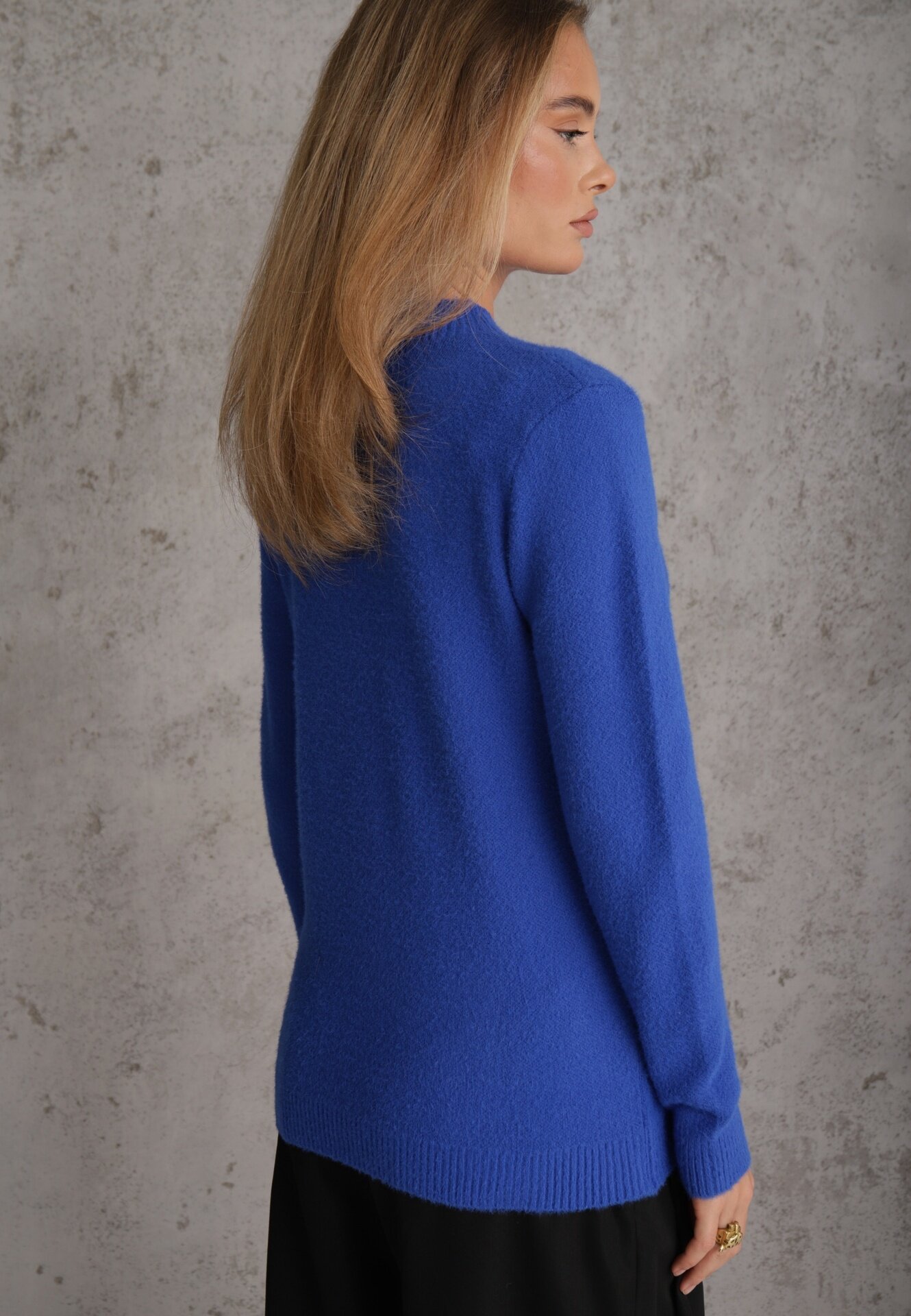 j&x Cu guler înalt cu lână decorat cu manșete striate în stil casual Katlina Albastru