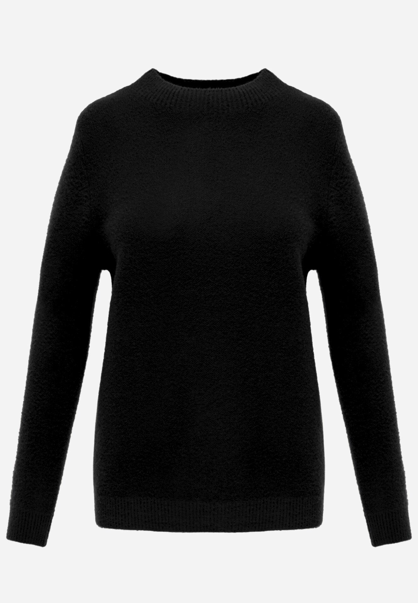 j&x Cu guler înalt cu lână decorat cu manșete striate în stil casual Katlina Negru