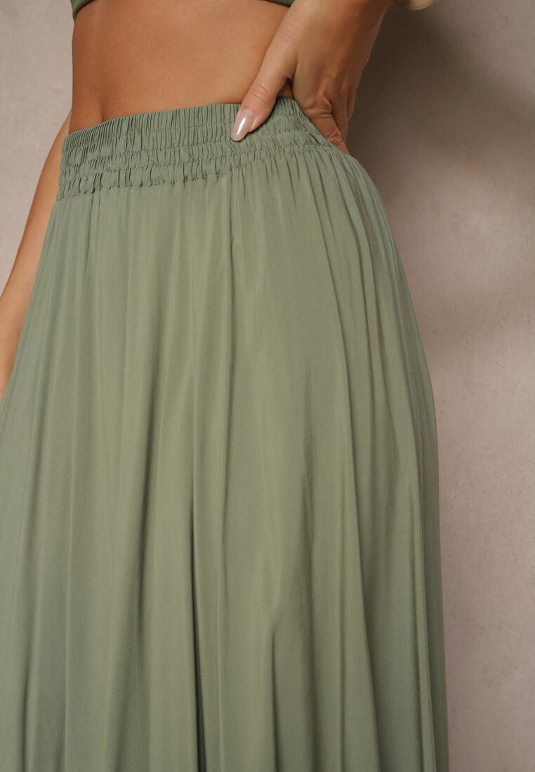 j&x Fustă Verde cu Croială Cloș din Viscoză Lunafina