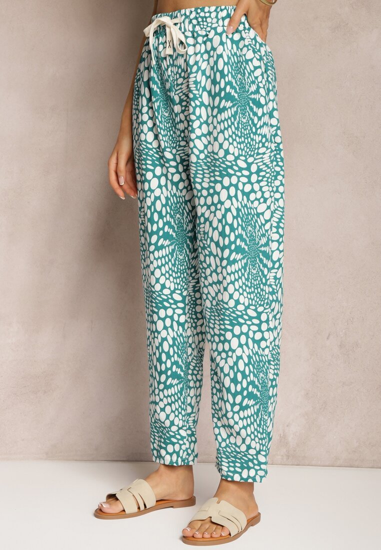 j&x Pantaloni Albastri cu bandă elastică în talie și model mozaic Tleana