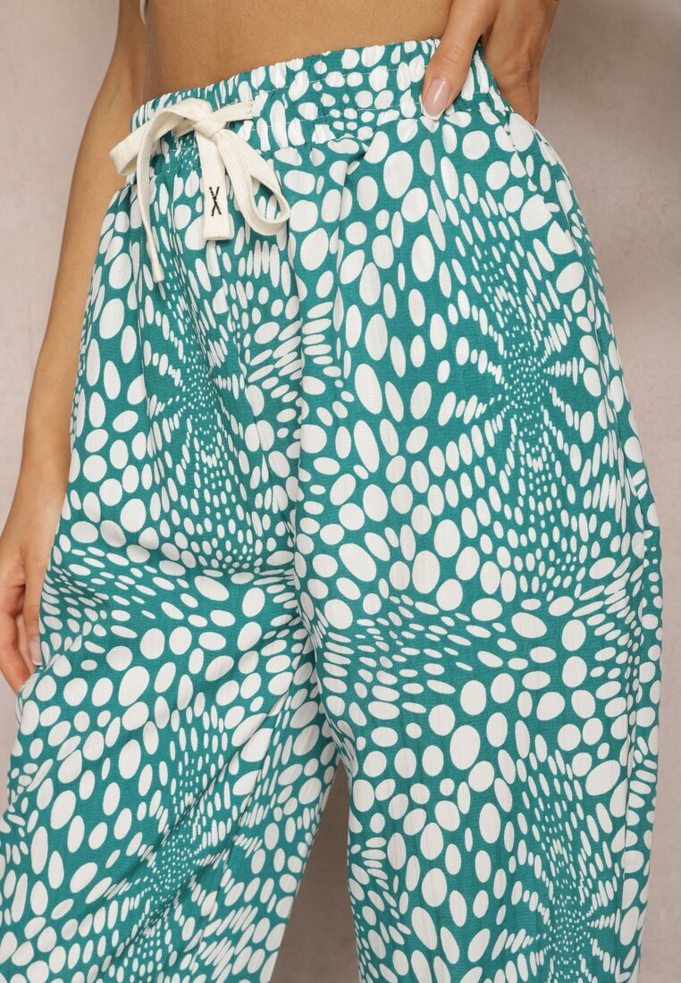 j&x Pantaloni Albastri cu bandă elastică în talie și model mozaic Tleana