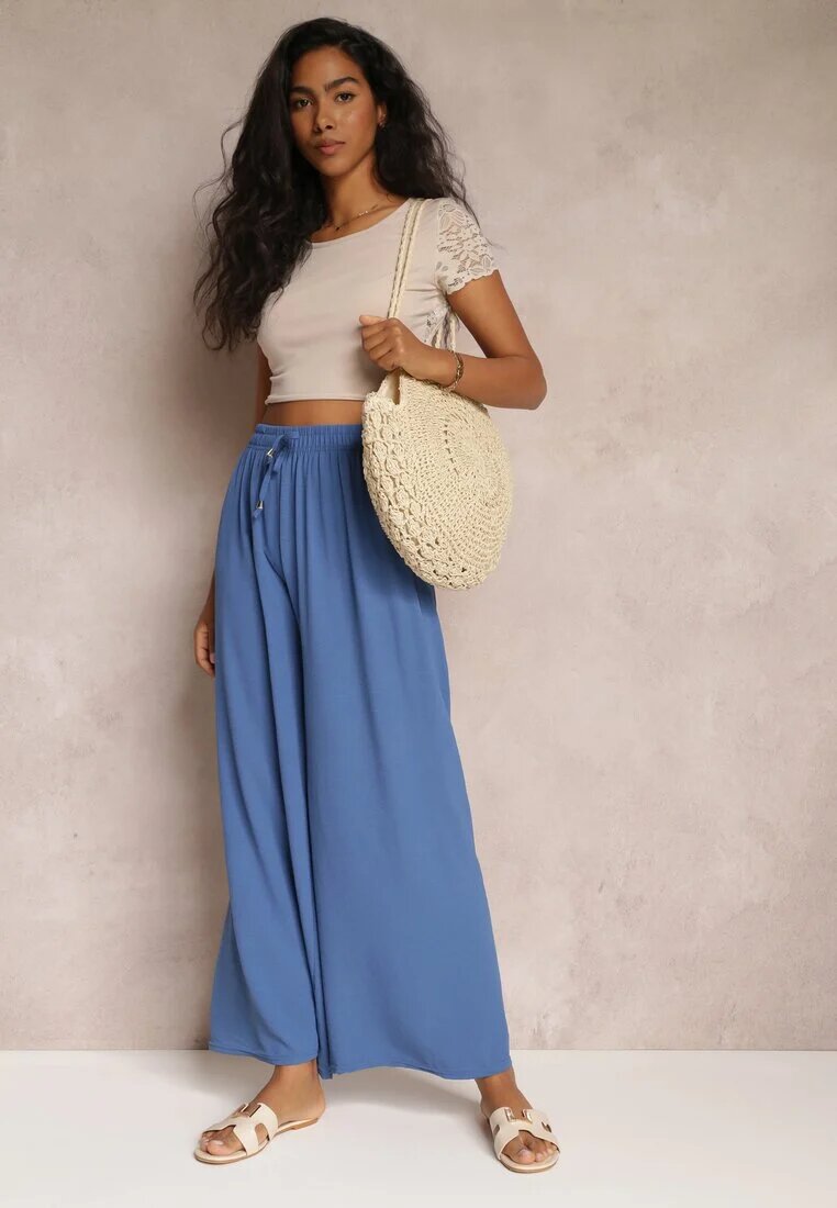 j&x Pantaloni Albaștri cu elastic în talie și cu picioare largi Seira